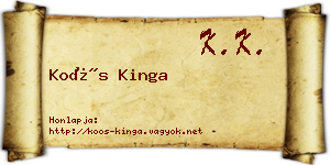 Koós Kinga névjegykártya